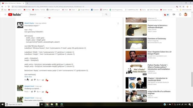 Tkinter GUI Exercise 2 Solution + Shoutouts | Python Tkinter GUI Tutorial In Hindi #23 смотреть онлайн