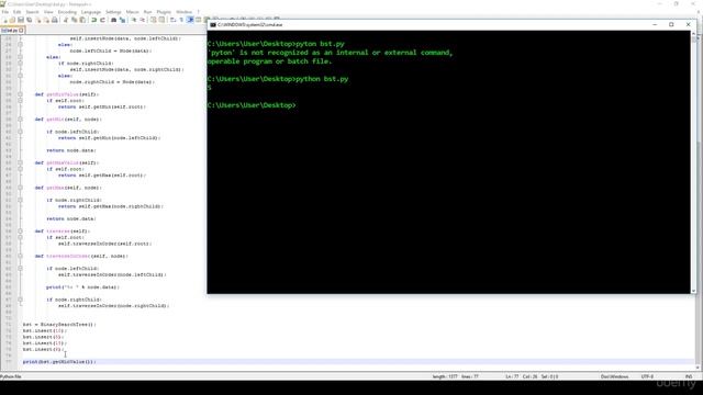 Algorithm and Data Structure in Python - 31 Binary Search Tree implementation IV testing insertion смотреть онлайн