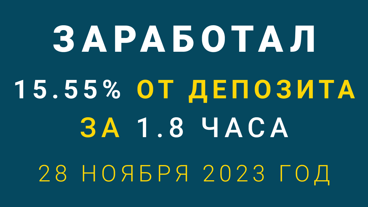 Как я заработал на бинарных опционах 28 ноября 2023 года 15,55 процентов в день от депозита