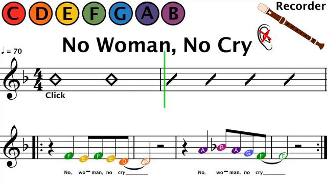 How to Play No Woman No Cry on Recorder | Easy Beginner Sheet Music смотреть онлайн