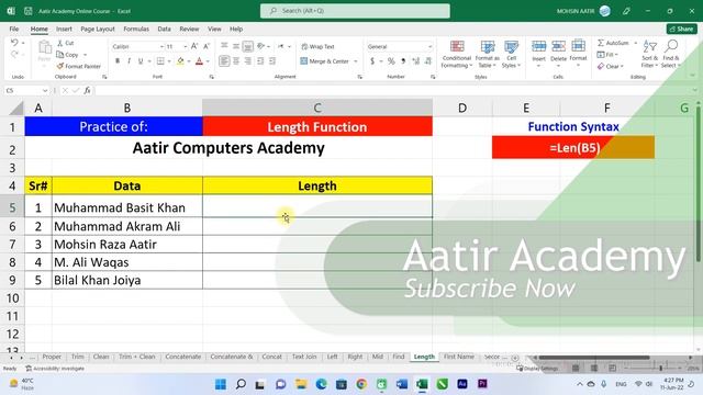 ?️ Length Function Explained in Urdu / Hindi | Learn MS Excel with Aatir Academy 2022 смотреть онлайн
