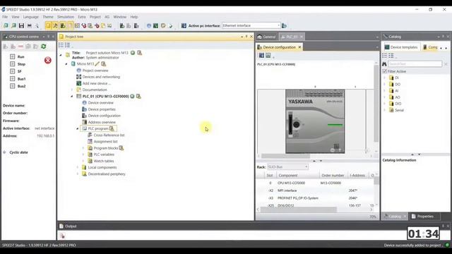 Создание проекта для ПЛК YASKAWA MICRO в ПО Speed7 Studio смотреть онлайн