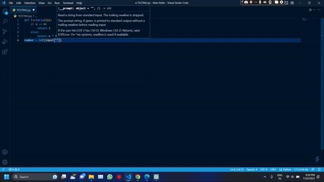 HOW TO FIND THE FACTORIAL OF ANY NUMBER BY PYTHON // VS CODE //PYTHON //CYBER GEIST //CODE смотреть онлайн