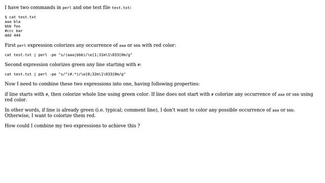 Unix & Linux: conditional coloring using perl expression смотреть онлайн