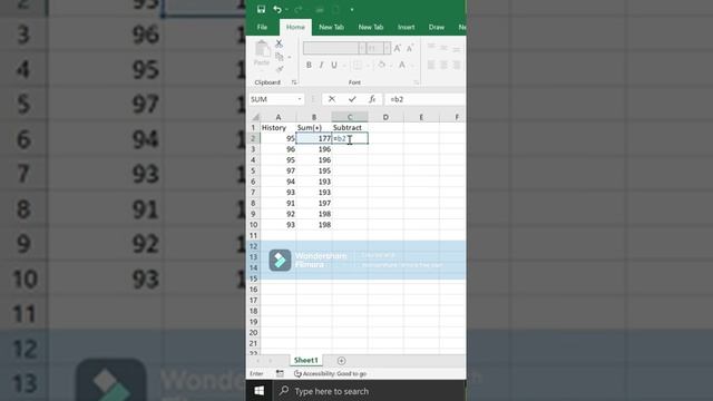 TRICK FOR SUBTRACTION IN EXCEL#short смотреть онлайн