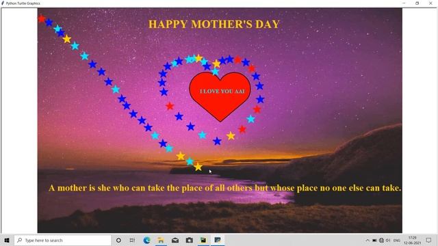 Happy Mother's Day code using python turtle module смотреть онлайн