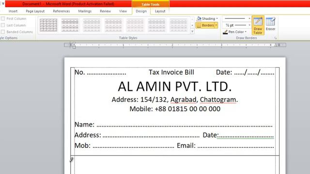 How to make Bill Book in MS Word || Cash Memo || Invoice in MS Word Design смотреть онлайн