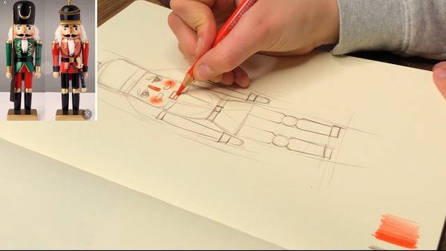 Бесплатные уроки рисования | рисуем цветными карандашами | скетч Щелкунчика смотреть онлайн