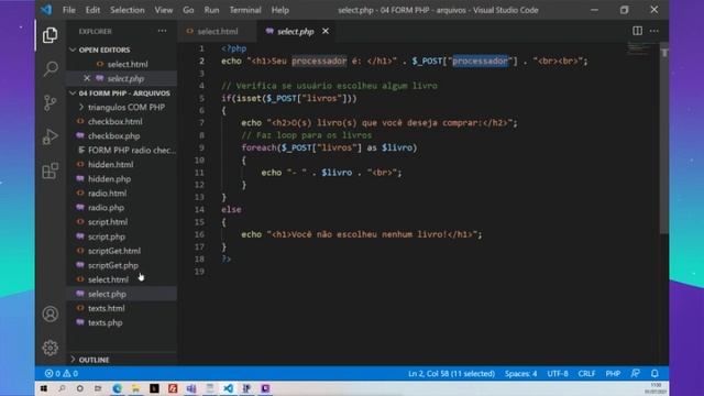 PW2 - FORMS e PHP - campo SELECT do formulário смотреть онлайн