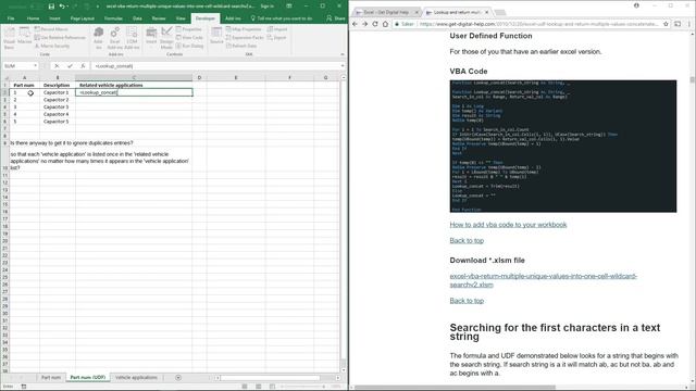 Lookup and return multiple values concatenated into one cell - Wildcard Search смотреть онлайн