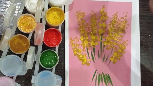 мимозы открытка подарок красками смотреть онлайн