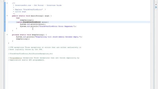 Java Interview Question And Answer StackOverFlowError In Java Explain Java Interview смотреть онлайн