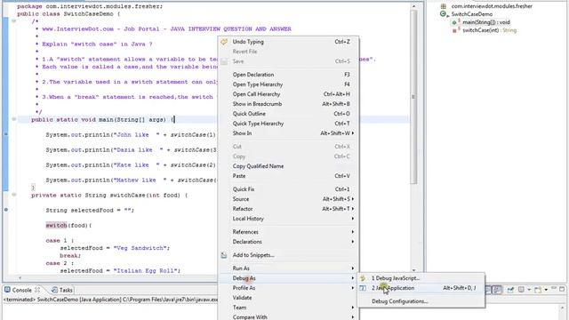 Java Switch Case Demo смотреть онлайн