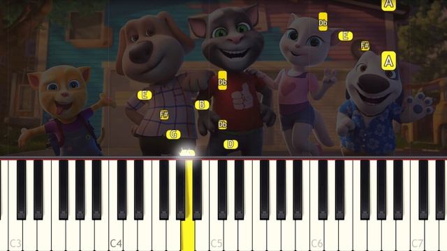 Talking TOM AND FRIENDS - Theme Song - VERY EASY Piano tutorial смотреть онлайн