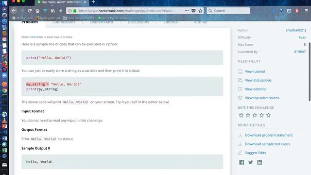 HackerRank Python Practice: Say "Hello, World!" With Python смотреть онлайн
