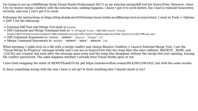 vsDiffMerge not running as Sourcetree external merge tool смотреть онлайн