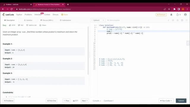 628. Maximum Product of Three Numbers with Python | Leetcode with Python #leetcode #pythontutorial смотреть онлайн