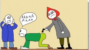 Бабушка бьёт своего внука ремнём