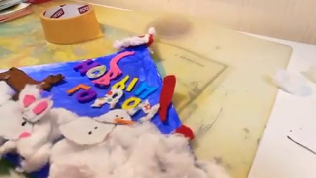 Новогодняя поделка-аппликация из фетра, картона,скотча,ваты смотреть онлайн