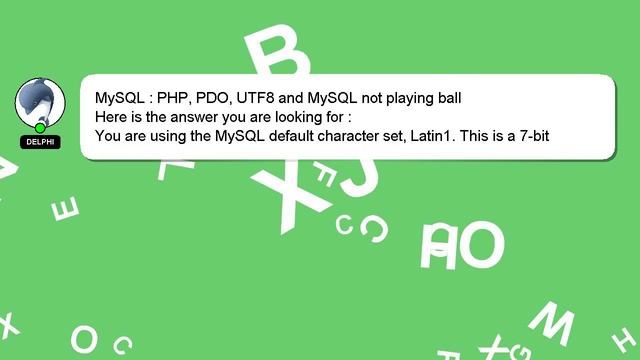 MySQL : PHP, PDO, UTF8 and MySQL not playing ball смотреть онлайн