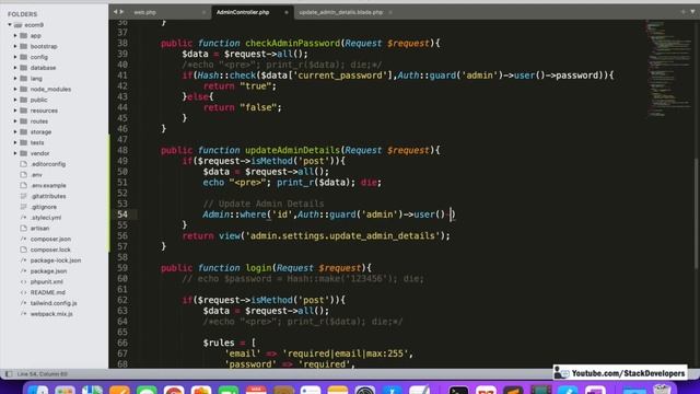 Laravel 9 Tutorial #14 | Create Multi Vendor Ecommerce Website | Update Admin Details (I) смотреть онлайн