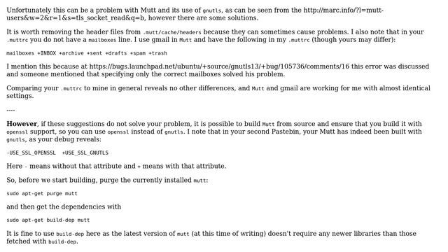 Mutt not working due to "gnutls_handshake: A TLS packet with unexpected length was received." error смотреть онлайн