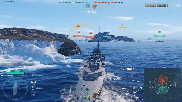 Германская канонерская лодка Hermelin.Морской бой-1.Игра World оf Warships смотреть онлайн
