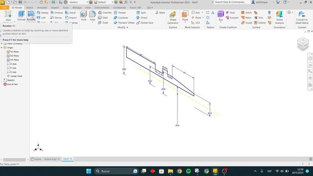 Tutorial Autodesk Inventor 2023 Pieza 1 смотреть онлайн
