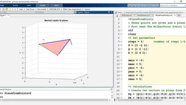 Visualizing Plane From 3 Points In MATLAB