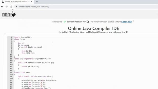 ArrayList With Comparator Java смотреть онлайн