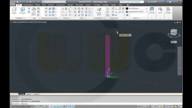 5.7 Treppe - Spiral Staircase Autocad 2012 Training - Pattern along path - helix смотреть онлайн