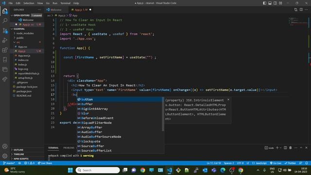 How to clear an Input field's value in React.js | onClick clear input field reactjs смотреть онлайн