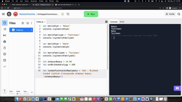 Javascript - 4 - sabak var jana let ayirmasy / Kyrgyz tilinde смотреть онлайн