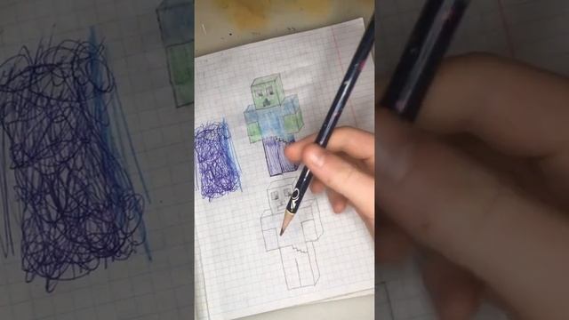 Как рисовать зомби в Майнкрафт смотреть онлайн