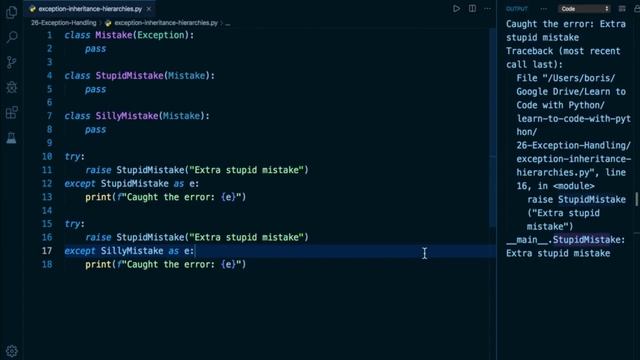 Python Programming Tutorial # 212 | Exception Inheritance in Python | Hierarchical Inheritance смотреть онлайн