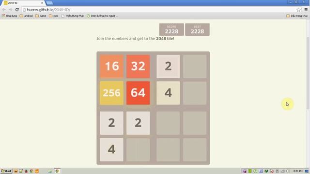 Game 2048 - 4D! High score! смотреть онлайн