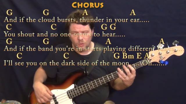 Brain Damage/Eclipse (Pink Floyd) Bass Guitar Cover Lesson with Chords/Lyrics смотреть онлайн