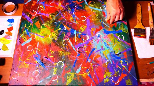 Learn To Paint Colorful Abstract Painting With Random Tools | Fun With Acrylics | Art Tutorial смотреть онлайн