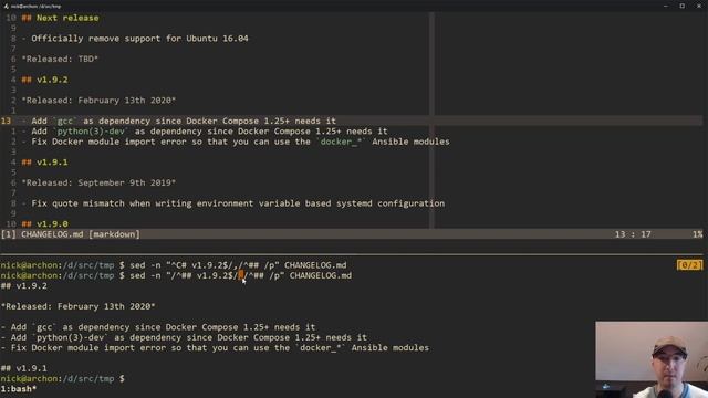 Using sed Range Patterns, grep and tr to Parse a Changelog File смотреть онлайн