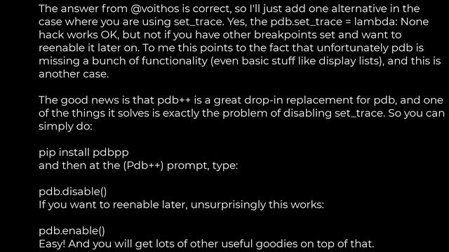 Python :How to exit pdb and allow program to continue?(5solution) смотреть онлайн