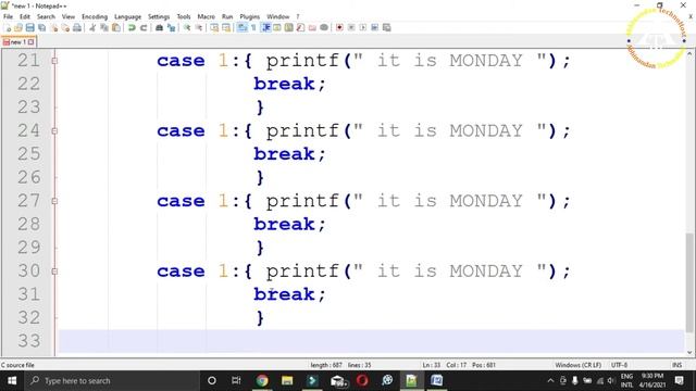 C Programming Tutorial # 11 (Hindi) switch case to print weekdays name according to the week number смотреть онлайн
