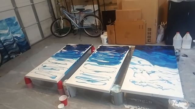 (3) Large Canvas Ocean Pour - Acrylic Pouring / Fluid Art / Triptych - Part 1 смотреть онлайн