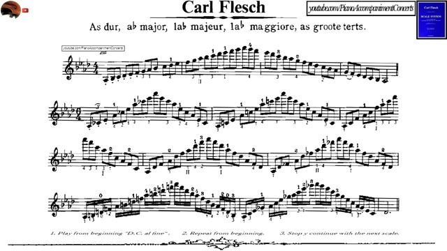 Carl Flesch, Violín Scale In A Flat Major | Piano Accompanist, Adaptive Intonation | All Instrument