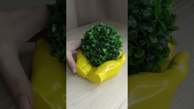 Гипсовые руки в жёлтом цвете и топиарий смотреть онлайн