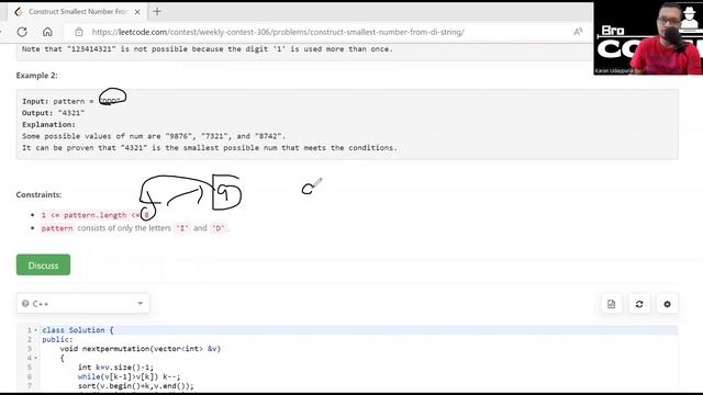 2375. Construct Smallest Number From DI String | Leetcode Weekly Contest 306 | LeetCode 2375 смотреть онлайн