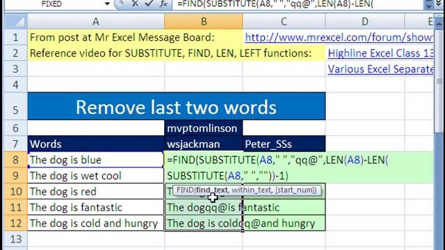 Excel Magic Trick 393: Remove Last Two Words From Column Of Data смотреть онлайн