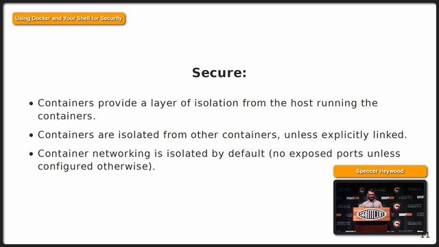 SAINTCON 2019 - Spencer Heywood - Using Docker and Your Shell for Security смотреть онлайн