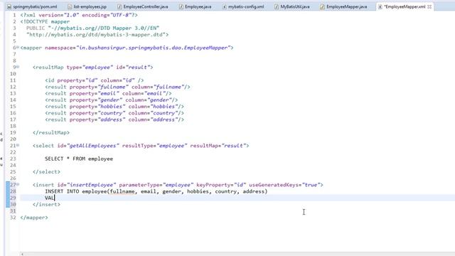 Spring MVC and MyBatis/iBatis Database Tutorial - Write insert query in mapper XML - #14 смотреть онлайн