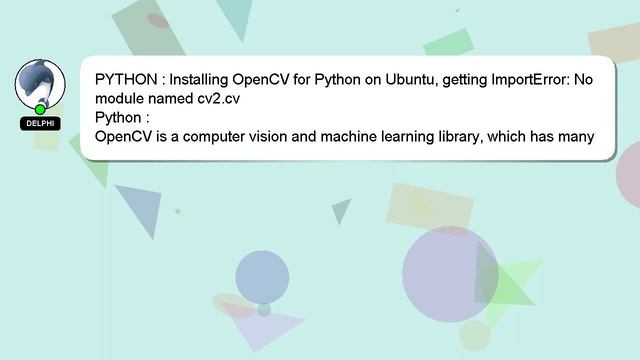 PYTHON : Installing OpenCV for Python on Ubuntu, getting ImportError: No module named cv2.cv смотреть онлайн