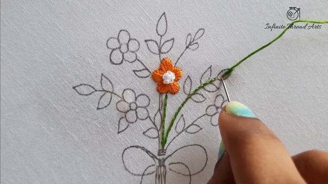Flower Bunch Embroidery Design | Beginner Flower Embroidery Tutorial | Infinite Thread Arts.